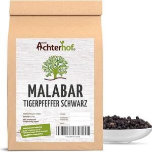 Achterhof 500g Malabar Tigerpfeffer, schwarze Pfefferkörner
