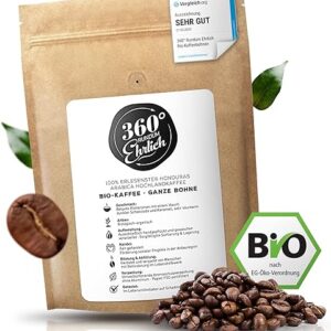 360° Rundum Ehrlich Premium Bio Kaffeebohnen, 100% Honduras Arabica, 1kg