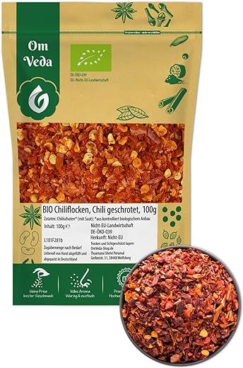 OmVeda BIO Chili geschrotet, SEHR SCHARF 100g