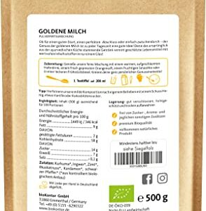 BIO Goldene Milch Pulver 500g, natürlich und zuckerfrei