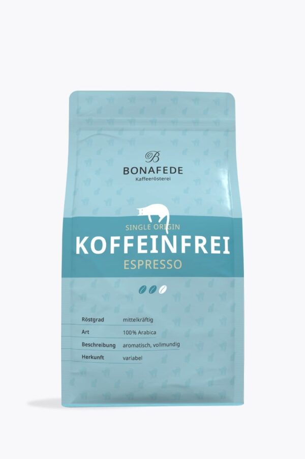 Bonafede Bio Espresso Koffeinfrei - Ganze Bohnen 500g
