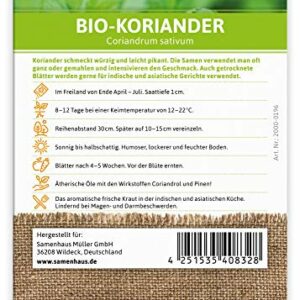 FLORTUS BIO Koriander Kräutersamen für Garten