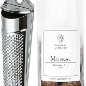 Boomers Gourmet Muskatreibe Set mit Behälter und Nüssen