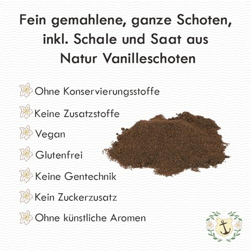 Vanille Shop Hamburgisches Genusskontor Natürliches Vanillepulver zum Backen und Würzen