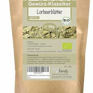 direct&friendly Premium Bio Lorbeerblätter ganze, getrocknet, 50g