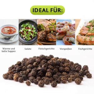 Schwarzer Pfeffer ganze Körner, 550g, vielseitig, handabgefüllt