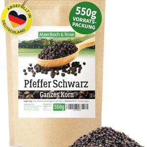 Schwarzer Pfeffer ganze Körner, 550g, vielseitig, handabgefüllt